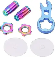 Baxnore 7PCS Ti Alloy Cycle Valve Cap, Presta Valve Cap, Compact Cycle Valve Adapter, Mountain Cycle Valve Cap, Cycle Tire Valve Cover Nut Set for Cycling (Shiny)