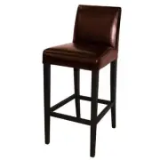 Faux Leather High Bar Stool with Full Back, Dark Brown, Bolero, Barstool