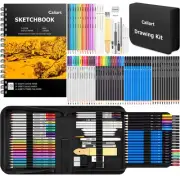176PCS Art Supplies Sketching Kit with 100 Sheets 3-Color Sketch Book Graphit...