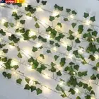 5M 50LED Leaf String Lights,Vine Lights, Vine Fairy Lights Batteries Powered Gre