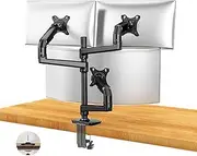 Ergounion Triple Monitor Mount, Holds 17-40" Screens up to 40 Inches and 25 lbs, Fully Adjustable 3 Monitor Desk Mount with C-Clamp and Grommet Base, Aluminum, Black