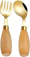 TOGEVAL Kids Cooking Set Toddler Utensil Set Stainless Steel Forks Spoon for Toddlers Learning to Eat