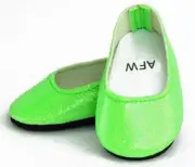 Lime Green Sparkle Slip On Shoes for 18" American Girl Doll Clothes