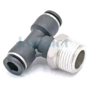 5pcs Fit Tube O.D 1/4" - 3/8" NPT Male Tee Branch Air Connector Pushfit Fitting