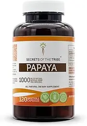 Secrets of the Tribe Papaya 120 Capsules, 1000 mg, Papaya (Carica Papaya) Dried Leaf (120 Capsules)