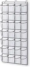KEETDY 28 Large Clear Over The Door Shoe Rack with Crystal Pockets Hanging Shoe Organizer Storage Shoe Holder for Closet Hanger, White