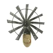 Vintage Metal Windmill Bathroom Night Light Plug-In Wall Lamp Bulb Nightlight