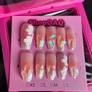 Ice Flower Nude Aurora Gradient Press On Nails – Handcrafted Elegance for Spring Summer