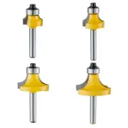4 Pack 1/4" Shank Roundover Router Bit Set Carbide Corner Rounding Edge Forming