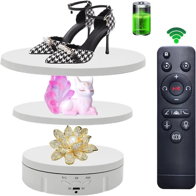 3In1 Motorized Rotating Display Stand W/ Remote, 5.74/7.08/8.66In, White