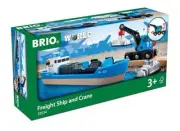 BRIO World - 33534 Container Ship and Crane Wagon | 4 Piece Train Toy Accessory