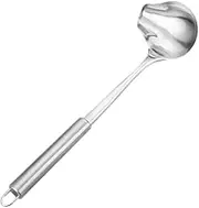 Mikinona Small Round Sauce Ladle Stainless Steel Soup Spoon with Spout Kitchen Gadgets Ramen Soup Spoon for Serving Dishwasher Safe Gravy Ladle