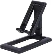 Mobile Phone Holder, Foldable Cell Phone Stand, Adjustable Cell Phone Stand for Desk, Multi-Angle/Height Adjustable Cell Phone Desk Holder, Compatible with Most Smartphones (Black)