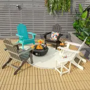 CostwayFolding Adirondack Chair with Cup Holder for Outdoor-white