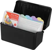 Parliky Flashcard Holder Desk Organizer Index Card Holders Recipe Card Box Plastic Easy to Clean Tidy Black