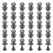 30Pcs 9mm Chicago Screws Round Head Button Leathercraft Rivets, Metallic Black