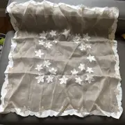 VTG Madeira Portugal Organdy Embroidery & Applique Linen Tablecloth 32” Sq. NWT