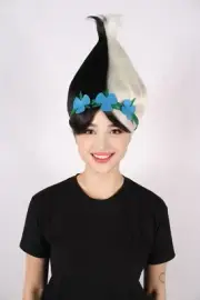 Princess Troll | Pink Pointy wig with Green and Blue Felt Flower Crown
