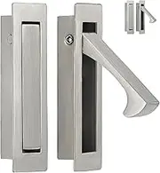 HOMOTEK Recessed Pocket Door Pull Handle, Edge Flush Pull, Hidden Finger Pull, Modern Pocket Hardware for Sliding Door, Size: 80x22x16mm, Stainless Steel 304 (Satin Nickel, 4pack)