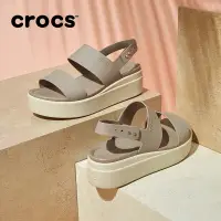 在飛比找蝦皮購物優惠-Crocs卡駱馳布魯克林厚底涼鞋戶外拖鞋坡跟鞋鬆糕鞋女鞋20