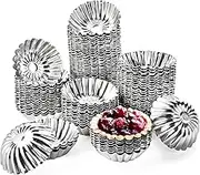 Dicunoy 100 PCS Egg Tart Molds for Baking, 3" Mini Tart Pie Pan, Aluminum Brioche Mold, Resuable Ensaymada Molder Filipino, Brioche Tins Mould for Tart Shells, Cupcakes, Mini Cake, Pudding, Muffin