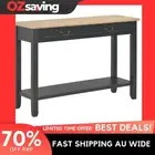 console table black wood 110x35x80 cm 2 drawers shelf natural 9903
