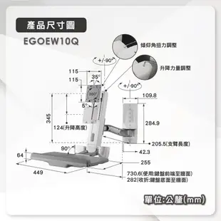 ErgoGrade 工作站螢幕支架 電腦螢幕支架 螢幕支架 壁掛架 螢幕架 電腦架 坐站兩用桌 升降桌 EGOEW10Q