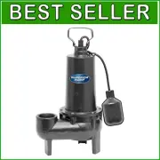 1/2 HP Heavy-Duty Cast Iron Sewage Pump with Automatic Tethered Float Switch