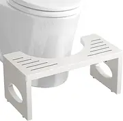 ROMGUAR CRAFT 7 Inch Bamboo Toilet Stool, Foldable Poop Stool, Bathroom Step Stool Squat (White)