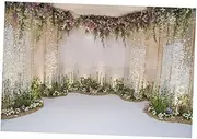FUNNETOYU Nordic Design Photo Backdrop Flower Pattern Wedding Party Background Soft Fabric Easy to Maintain