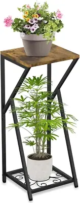 2 Tier Metal Plant Stand Corner Shelf for Plants Home Balcony Garden