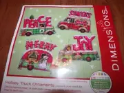Dimensions HOLIDAY TRUCK Ornaments Cross Stitch 14 Ct Plastic Canvas Kit
