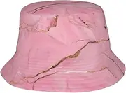 [OdDdot] Fashion World Map Print Sun Hat for Men Women,Summer Beach Fishing Cap,Unisex Outdoor Bucket Hat, Pink Marble Texture, One size