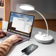 Small LED Desk Lamp with 2 USB Ports and 2 Outlets Task Lamp Flexible Goosene...