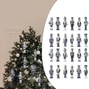 24Pcs Christmas Nutcracker Wooden Ornaments Decoration for Crafts Home Party