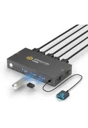GREATHTEK HDMI KVM Switch Dual Monitor 2 Port 2 USB 2.0 Hub 4K@30Hz Downward Com