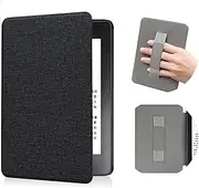 TQLGY Case with Hand Strap for 7" Kindle Paperwhite 12th Generation and Kindle Paperwhite Signature Edition 2024, Durable Slim PU Leather Cover with Auto Sleep/Wake, Black