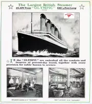 RMS OLYMPIC, TITANIC SISTER SHIP TRAVEL AD LARGEST BRITISH STEAMER