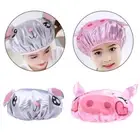 2 Pc Bath Hair Cover Caps Mob Caps Double Layers Bath Hat Cartoon Shower Hat