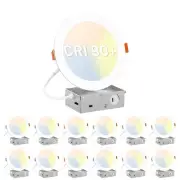 12 Pack 6 Inch CRI90+ 5CCT Ultra-Thin LED Recessed Ceiling Light, 2700K-5000K...