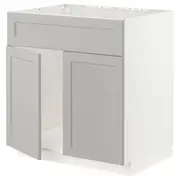 METOD base cabinet f sink w 2 doors/front, white/Lerhyttan light grey, 80x60x80 cm