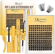 QUEWEL DIY Lash Extension Kit, Lashes Clusters Bond and Seal Waterproof, Eyelash Clusters Applicator Tool with Cluster Lashes Glue Remover for Natural Look DIY At Home(ZSH8)