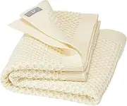 disana Honeycomb Knit Blanket, 100% Organic Merino Wool GOTS, IVN Best | Cuddly Soft Blanket with Honeycomb Pattern | Newborn Baby Toddler Child Unisex | Made in Germany | Natural