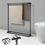 ACA Freestanding Metal Towel Rack Rail Stand 2-Tier Towel Drying Storage Holder