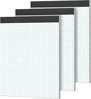Notepad Checked 21.6 x 30 cm Notepads, Pack of 3 Graph Paper Pad, Notes, Graphic Pads, Writing Pad, 4 x 4, Checked 70 g/m² Grid Paper, Notepad for School, Paper, Office, 30 Sheets/Pad