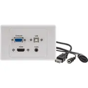 PRO2 PRO3425 USB-B 3.5Mm Audio VGA HDMI W/P Wall Plate With USB-B Flexible Lead On Rear USB-B