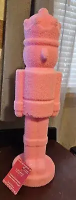 Flocked Nutcracker Decoration 16" by Ashland Pink - Tabletop - Christmas