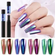 1Pc Chameleon Nail Powder Cushion Pen Chrome Pigment Dust Powder Metal 6 Colors