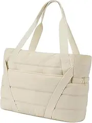 Dickly Quilted Tote Bag with Yoga Mat Strap Portable Wet and Dry Pockets Handbag