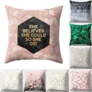 Decor Cushion Cover Geometric Peach Skin Cashmere Gold Shining Pillow Cases